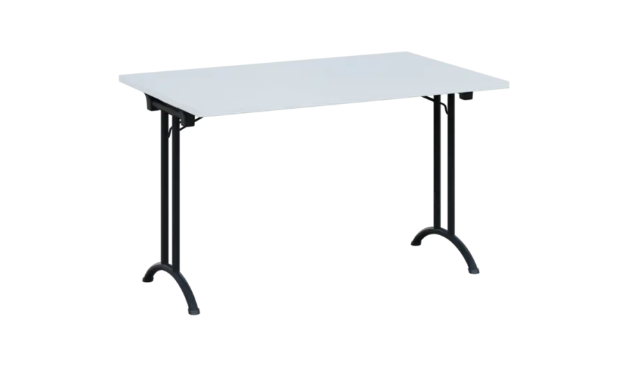 SLA 125 lak skládací jednací stůl 1250x800, deska 25 mm, podnož černý lak, deska bílá